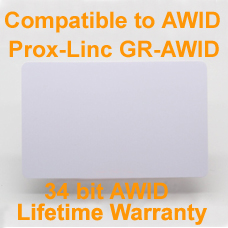Printable Proximity Card 34bit AWID format compatible with AWID Prox-Linc GR-AWID 34bit
